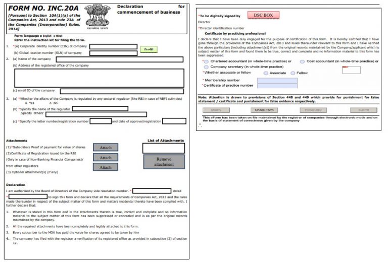 Certificate of Commencement of Business Provenience | Provenience